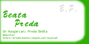 beata preda business card
